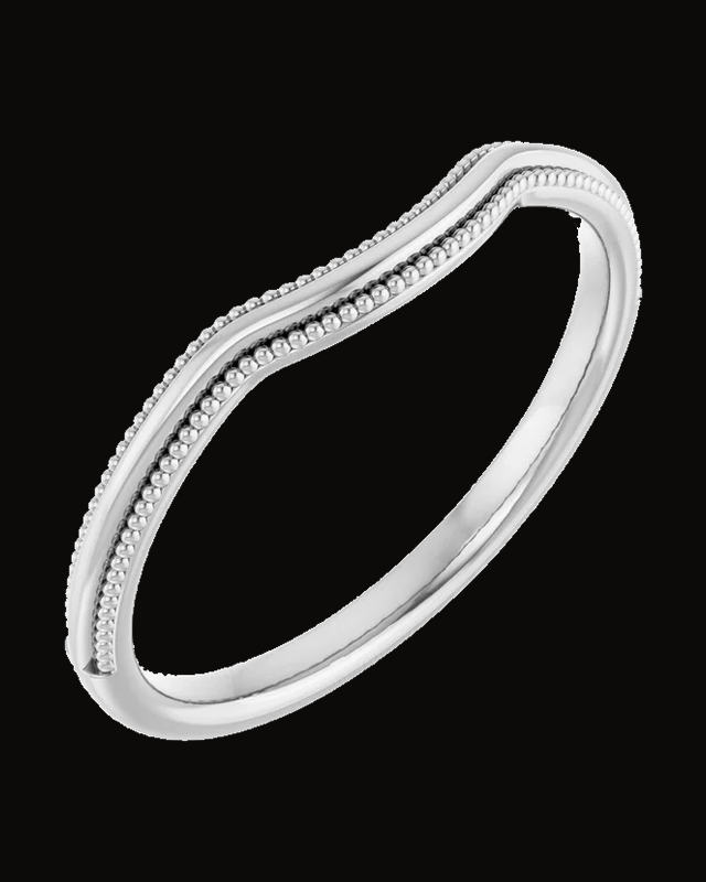 Beaded Edge Contour Band — 14K Yellow / White Gold · 2 mm