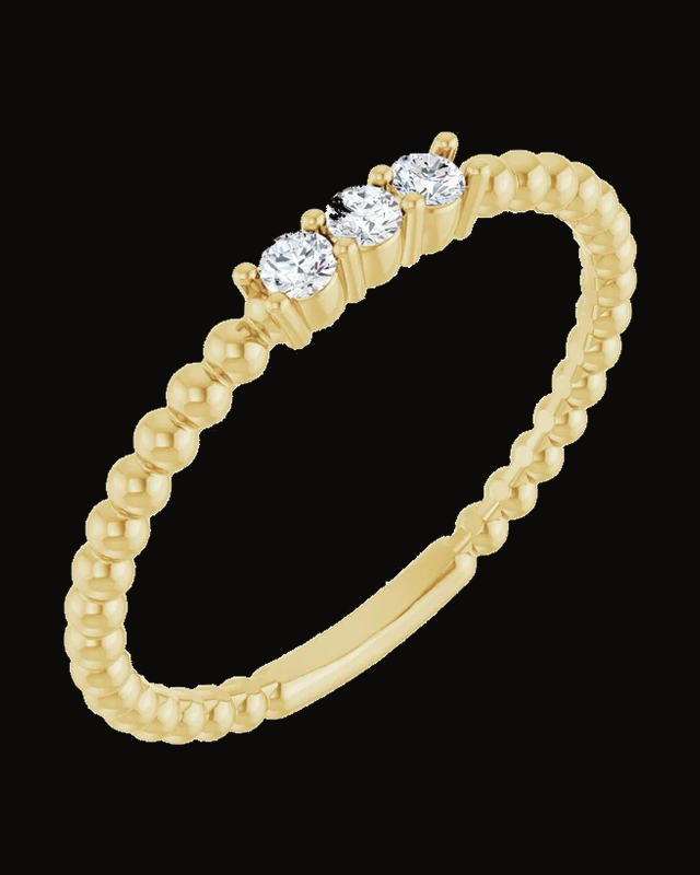 1/10 CTW Natural Diamond Beaded Ring — 14K Yellow Gold · 1.7 mm