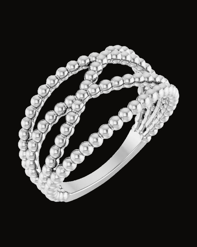 Beaded Criss-Cross Ring — Sterling Silver · 1.7 mm