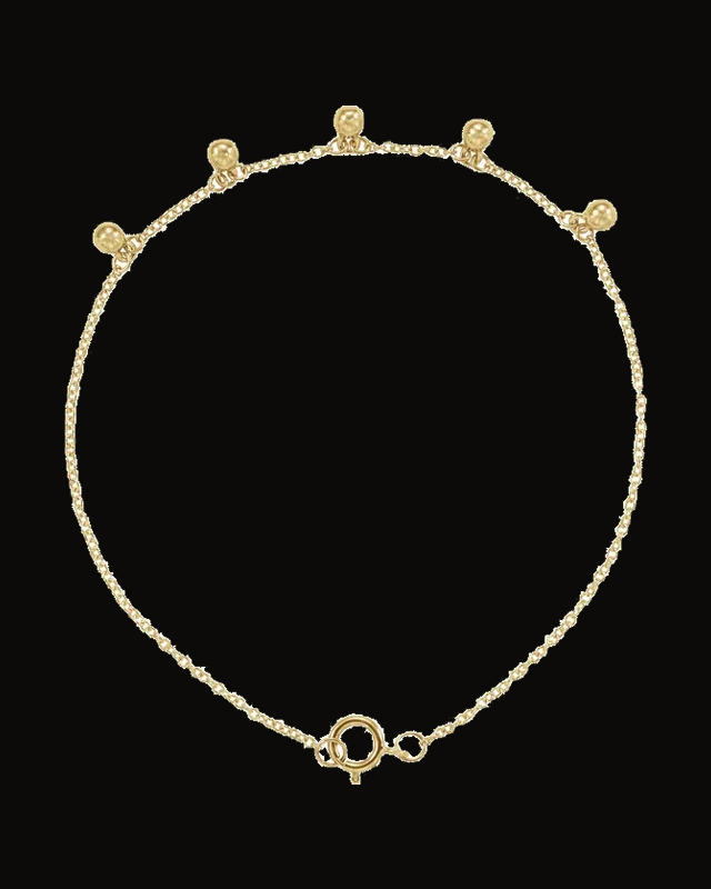 Beaded Station Bracelet — 14K Yellow Gold