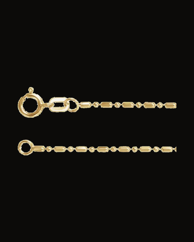 Alternating Hollow Diamond-Cut Bead Chain — 14K Yellow / White Gold