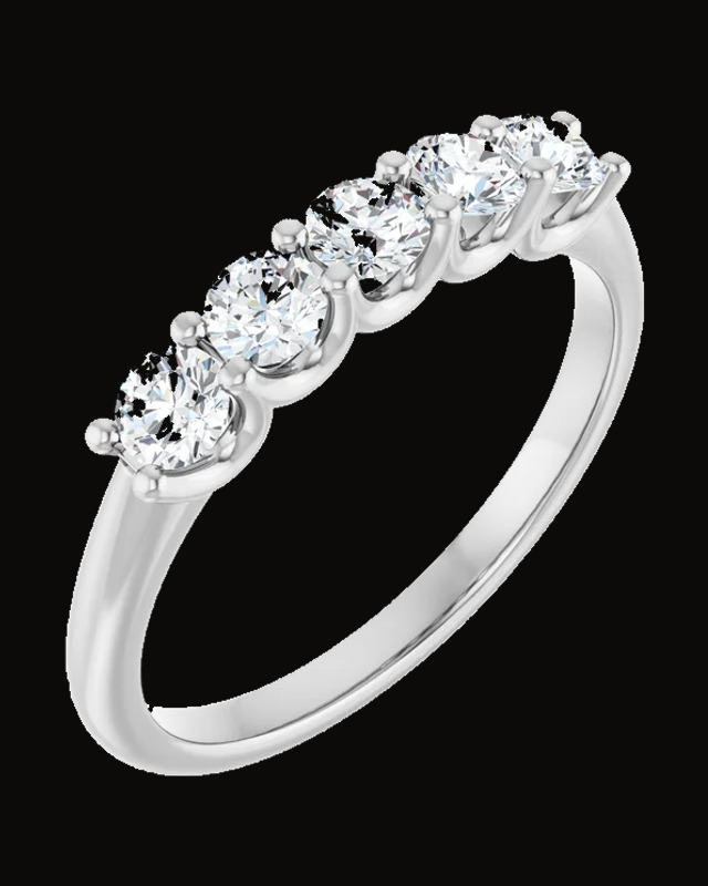 U-Prong Five-Stone Anniversary Band — Rhodium-Plated on 14K White Gold · Lab-Grown Diamond