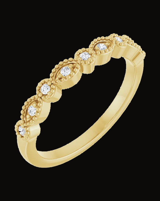 0.08 CTW Natural Diamond Vintage-Inspired Matching Band — 14K White / Yellow Gold · 2 mm