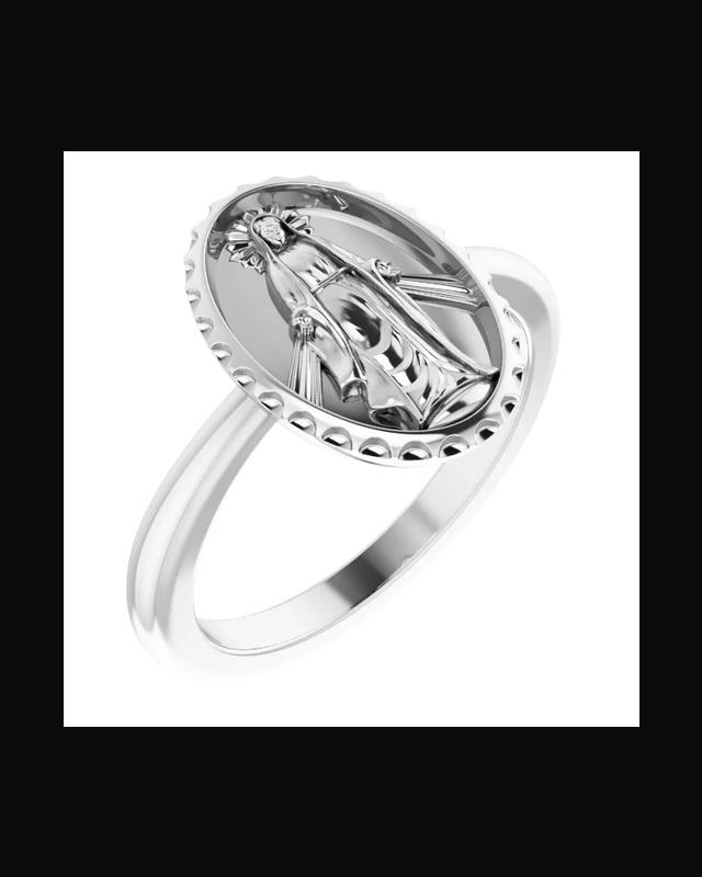 Miraculous Medal Ring — Sterling Silver · 2.2 mm