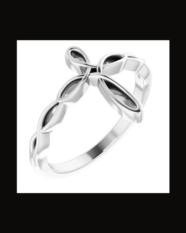 Infinity-Inspired Cross Ring — Sterling Silver · 2 mm