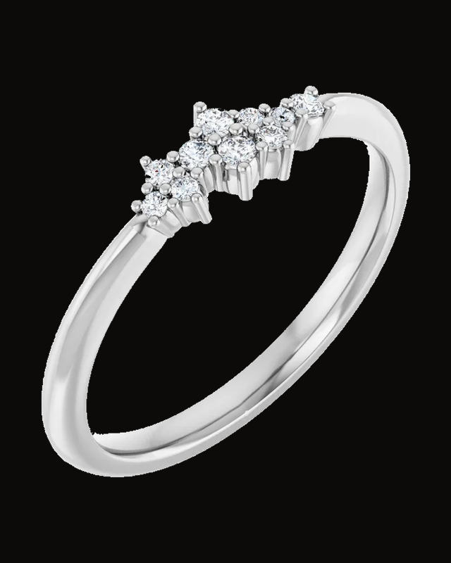 0.08 CTW Natural Diamond Stackable Cluster Ring — Rhodium-Plated on 14K White Gold · 2 mm