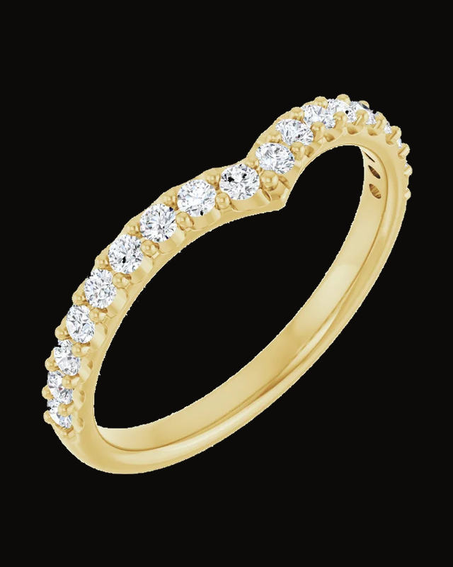 Accented V Contour Band — 14K Yellow / White Gold · Lab-Grown Diamond