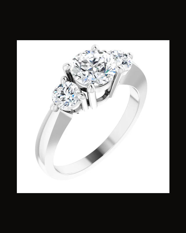 Imitation White Cubic Zirconia 3-Stone Ring — Rhodium-Plated on Sterling Silver · 1.07 mm · Size 8