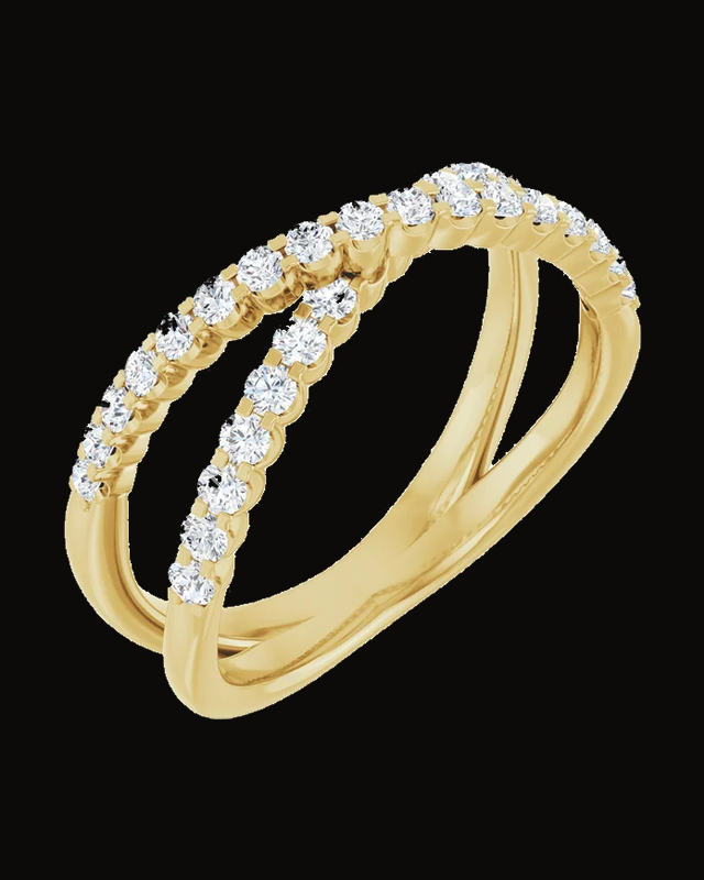 1/2 CTW Lab-Grown Diamond Criss-Cross Ring — 14K Yellow Gold-Plated · 3.16 mm · Size 7