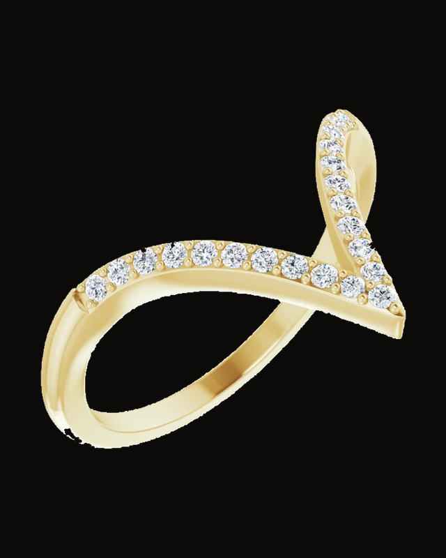 1/6 CTW Natural Diamond V Ring — 14K Yellow / White Gold · 1.3 mm