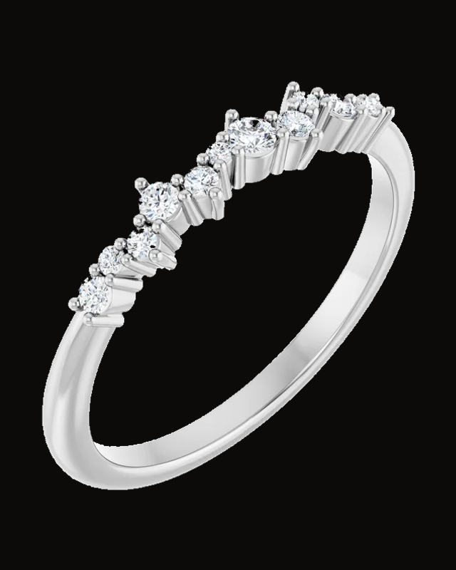 1/6 CTW Natural Diamond Stackable Ring — Rhodium-Plated on 14K White Gold · 1.8 mm