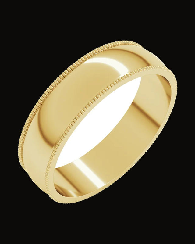 Lightweight Milgrain Half Round Band