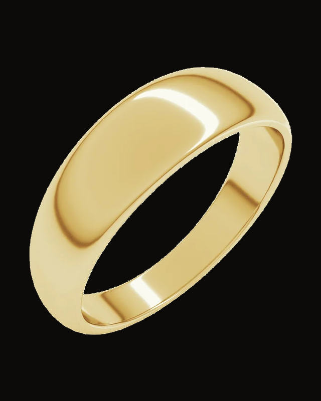 Tapered Half Round Band — 14K Yellow Gold · 6 mm