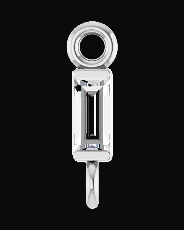 0.04 Ct Natural Diamond Channel-Set Link — Rhodium-Plated on 14K White Gold