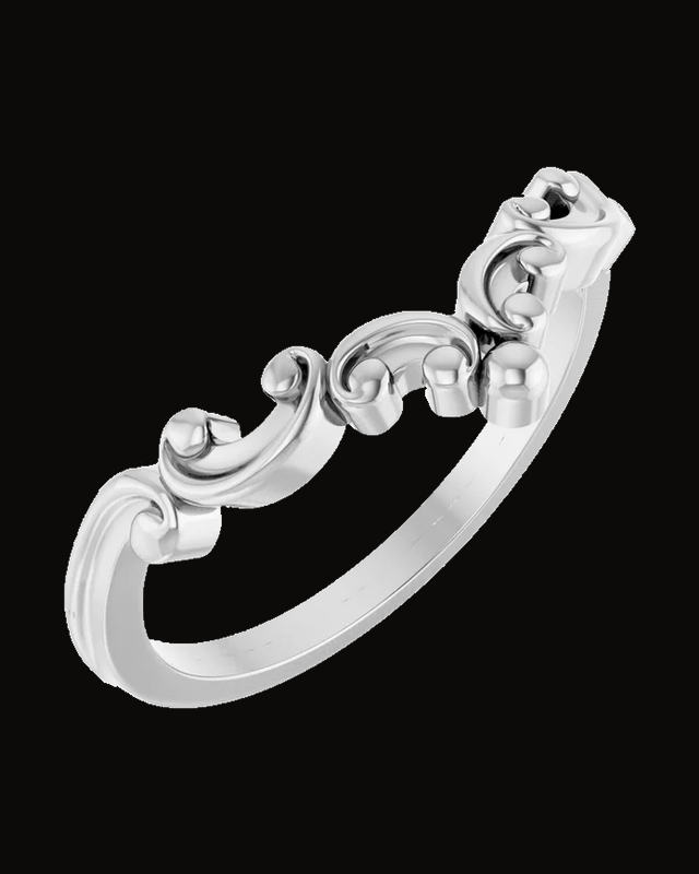 Scroll Styled Contour Band — 14K Yellow / White Gold · 1.8 mm