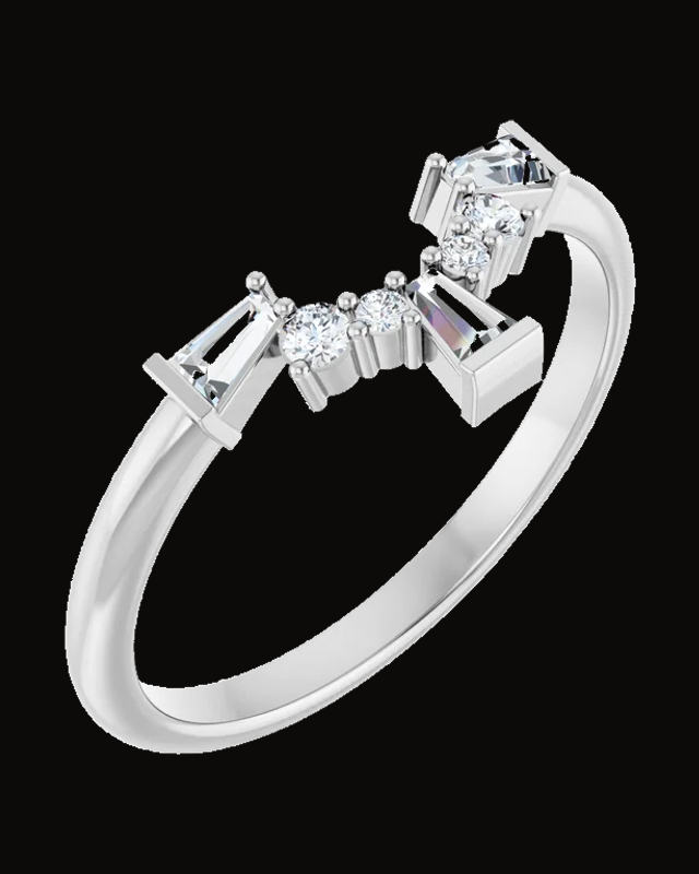 Accented Contour Band — Rhodium-Plated on 14K White Gold · 2 mm