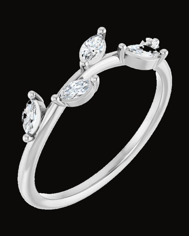 1/4 CTW Lab Grown Diamond Leaf Ring — 14K Yellow / White Gold · 1.4 mm · Size 7