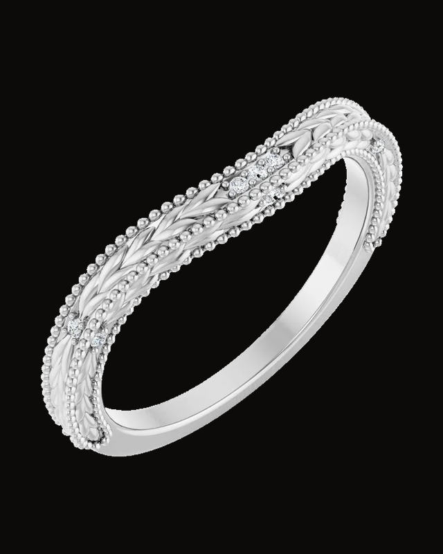 0.03 CTW Natural Diamond Contour Band — 14K Yellow / White Gold · 1.8 mm