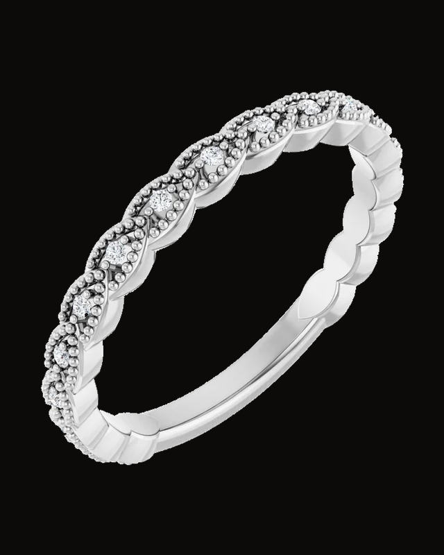 0.07 CTW Natural Diamond Anniversary Band — Rhodium-Plated on 14K White Gold · 2 mm