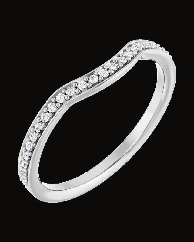 1/8 CTW Natural Diamond Contour Band — Rhodium-Plated on 14K White Gold · 1.62 mm