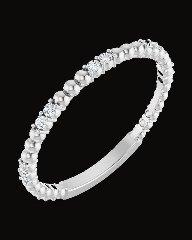 Beaded Anniversary Band — 14K Yellow / White Gold · 1.7 mm