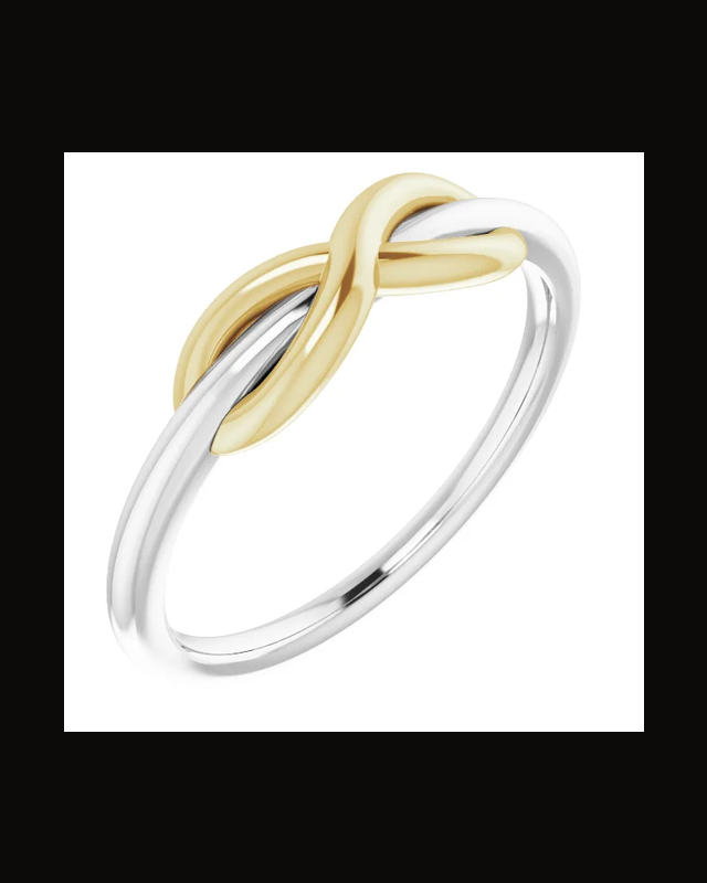 Infinity-Inspired Ring — Rhodium-Plated on 14K White & Yellow Gold · 1.7 mm