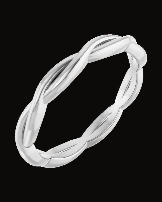 Woven Standard-Fit Band — 14K White / Yellow Gold · 1.45 mm · Size 7
