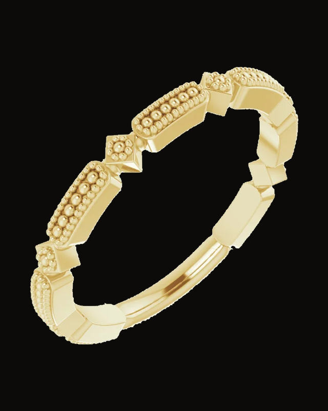 Beaded Stackable Ring — 14K Yellow Gold · 1.9 mm