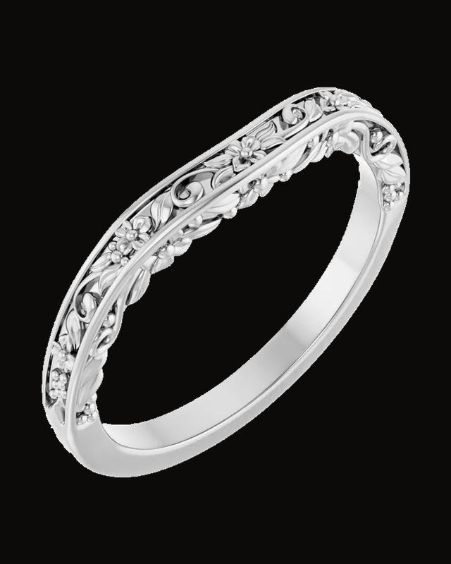 Accented Sculptural Engagement Ring or Band — 14K Yellow / White Gold · 2.1 mm