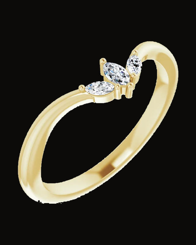 1/8 CTW Natural Diamond V Ring — 14K Yellow Gold · 1.9 mm