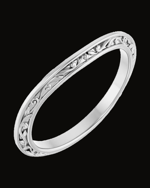 Solitaire Sculptural Engagement Ring or Band — Rhodium-Plated on 14K White Gold · 2.15 mm