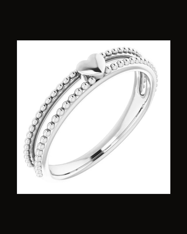 Milgrain Stackable Heart Ring — Sterling Silver · 2.27 mm