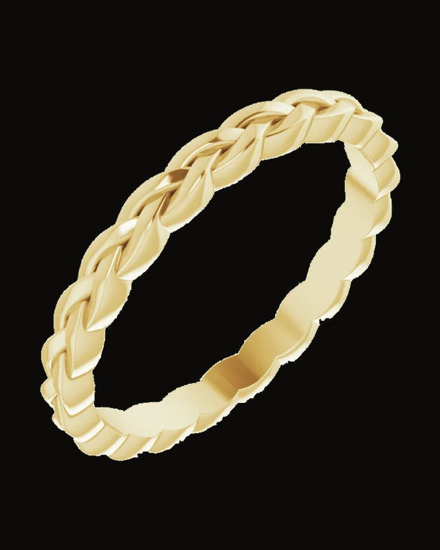 Woven Standard-Fit Band — 14K Yellow / White Gold