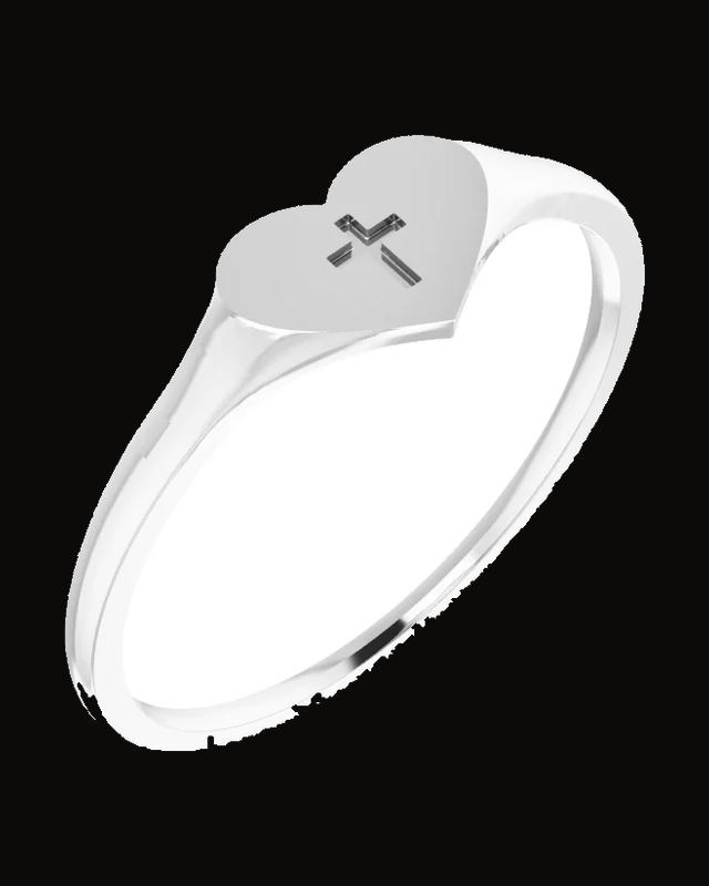 Youth Heart With Cross Ring — Sterling Silver · 4.5 mm · Size 3