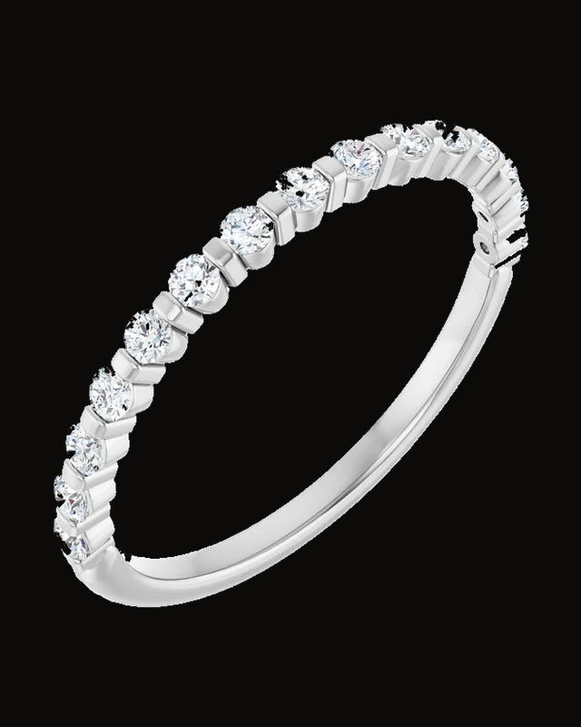 1/4 CTW Natual Diamond Anniversary Band — Rhodium-Plated on 14K White Gold · 1.5 mm