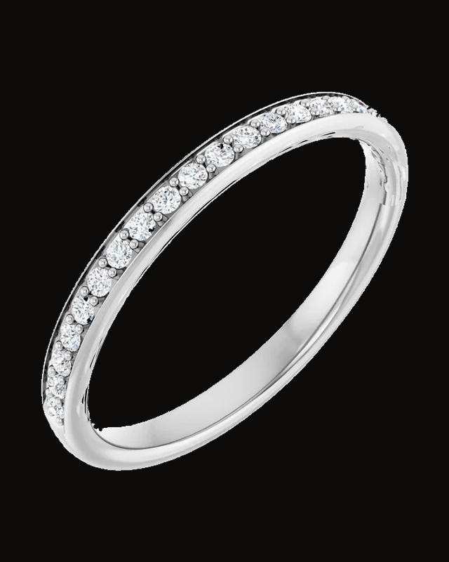 1/6 CTW Natural Diamond Band — Rhodium-Plated on 14K White Gold · 2.2 mm