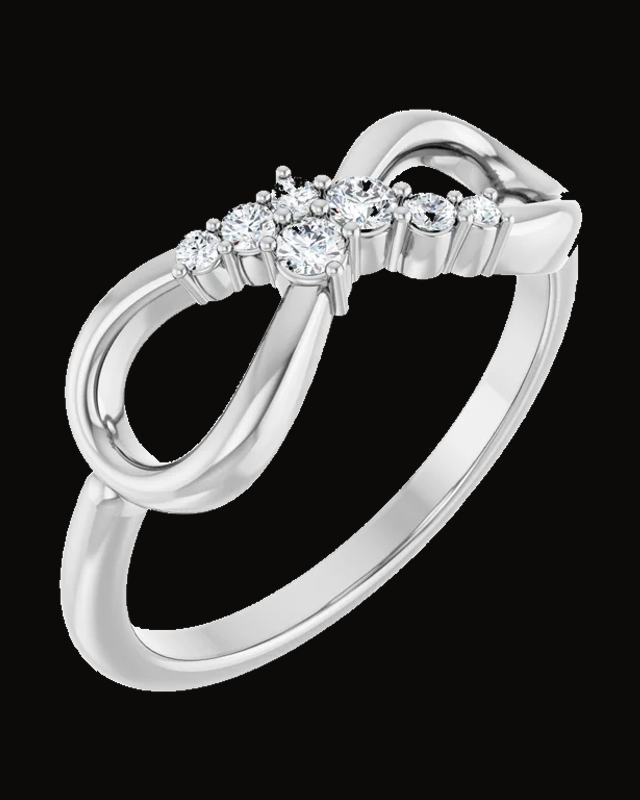 1/8 CTW Natural Diamond Infinity-Inspired Ring — Rhodium-Plated on 14K White Gold · 1.91 mm