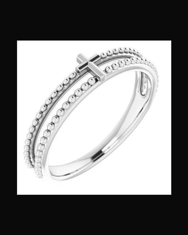 Milgrain Stackable Cross Ring — Sterling Silver · 2.27 mm