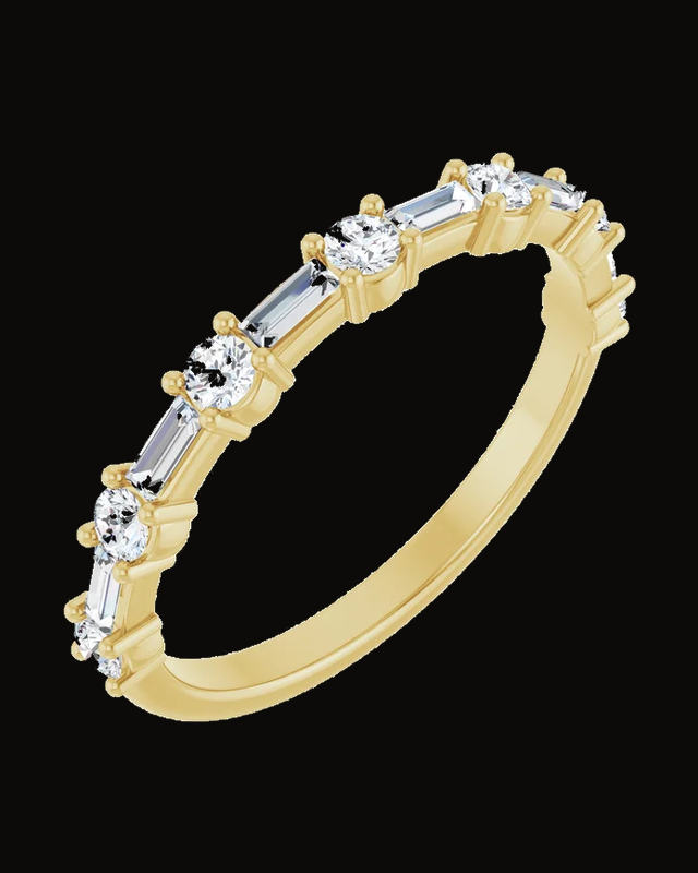 1/2 CTW Lab-Grown Diamond Anniversary Band — 14K Yellow / White Gold — Straight Baguette