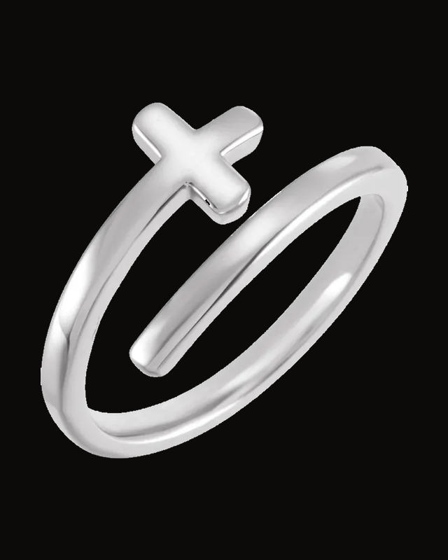 Engravable Sideways Cross Ring — Sterling Silver · 2.2 mm · Size 7