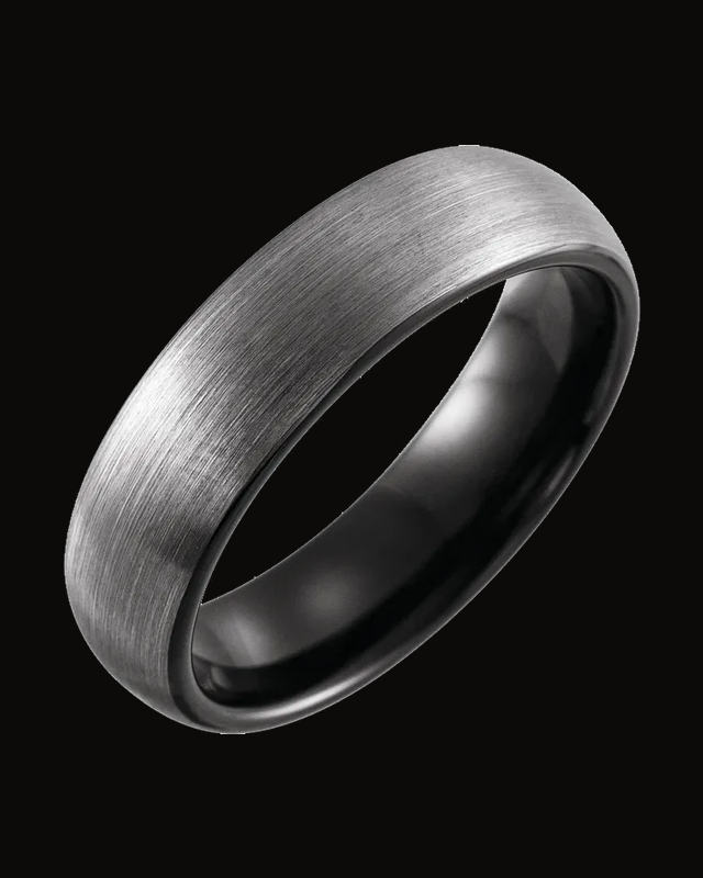 Comfort-Fit Half Round Band with Satin Finish — Black PVD Tungsten