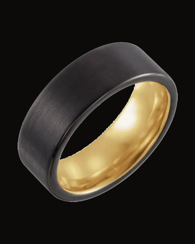 Comfort-Fit Flat Band with Satin Finish — Tungsten · 8 mm