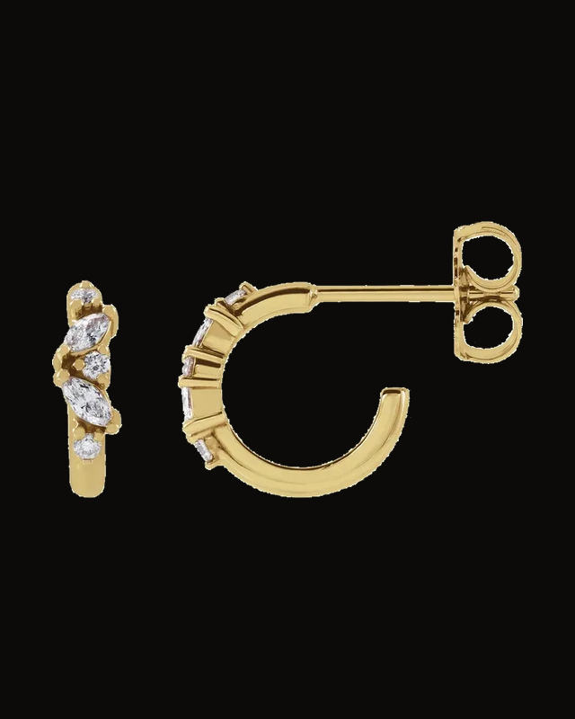 1/6 CTW Natural Diamond Hoop Earrings — 14K Yellow Gold