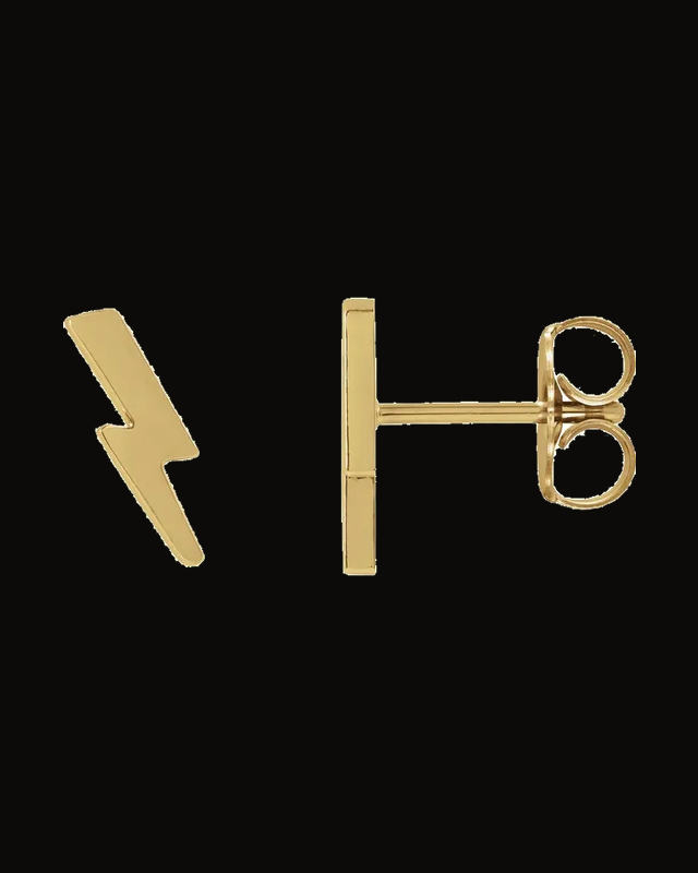 Tiny Lightning Bolt Earrings — 14K Yellow Gold