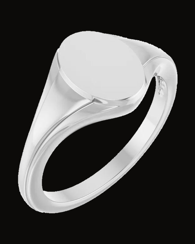 Oval Fluted Signet Ring — Sterling Silver · 1.8 mm