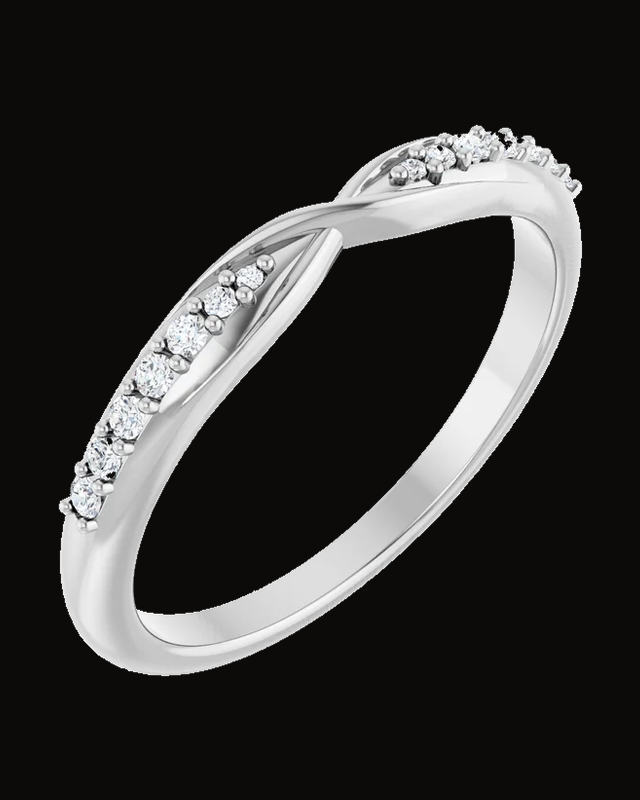 1/10 CTW Natural Diamond Contour Band — Rhodium-Plated on 14K White Gold · 1.5 mm