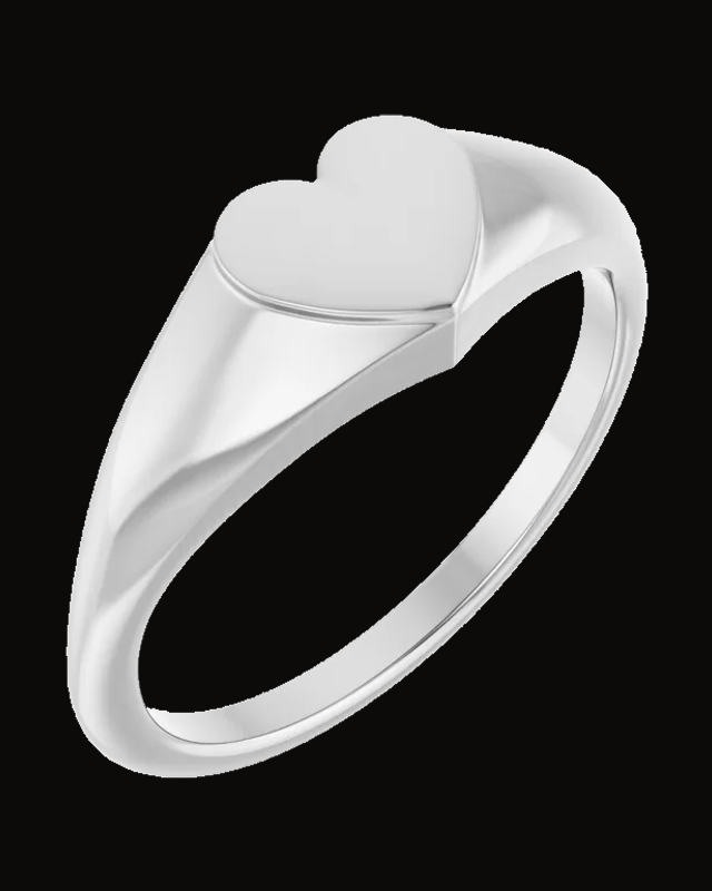 Heart Signet Ring — Sterling Silver · 1.5 mm