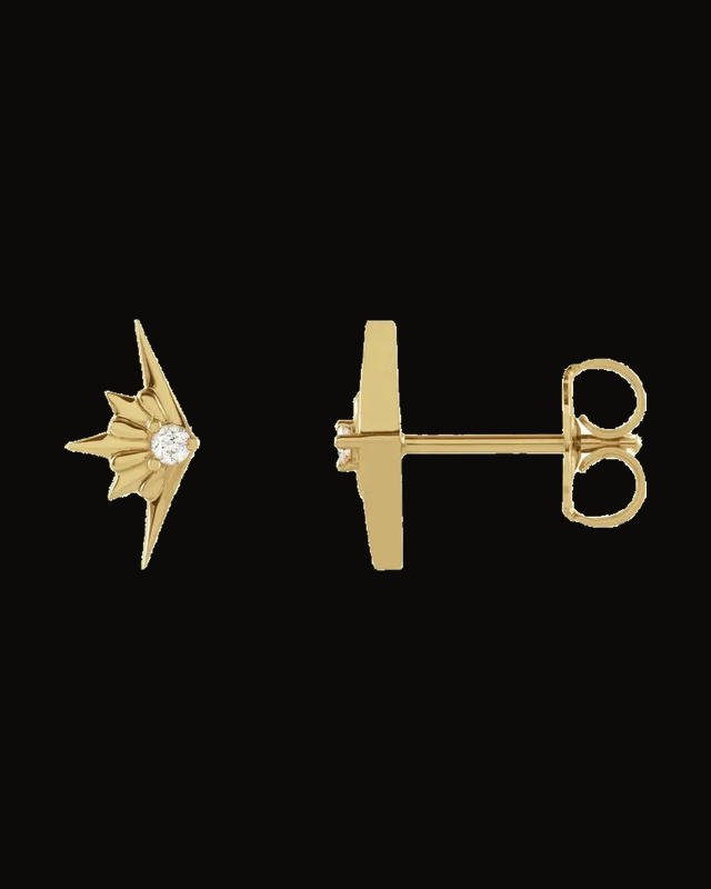 0.03 CTW Natural Diamond Starburst Stud Earrings — 14K Yellow Gold