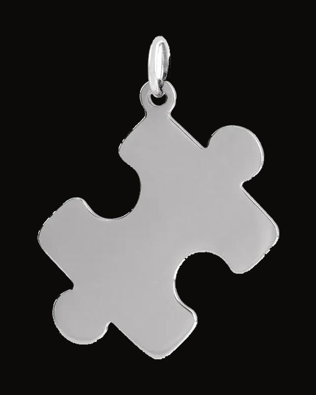 Engravable Puzzle Piece Necklace or Pendant — Sterling Silver
