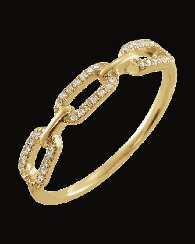 1/6 CTW Natural Diamond Link Ring — 14K Yellow / White Gold · 1.4 mm
